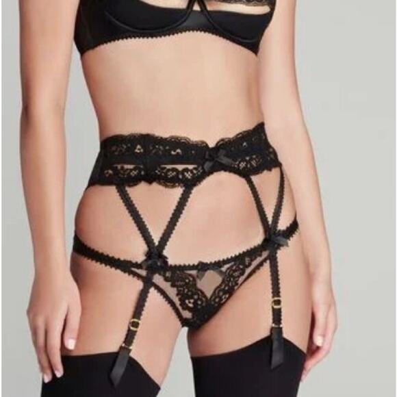 NWT Agent Provacateur Black Garter Belt/Suspenders, Size 4 (US 8)